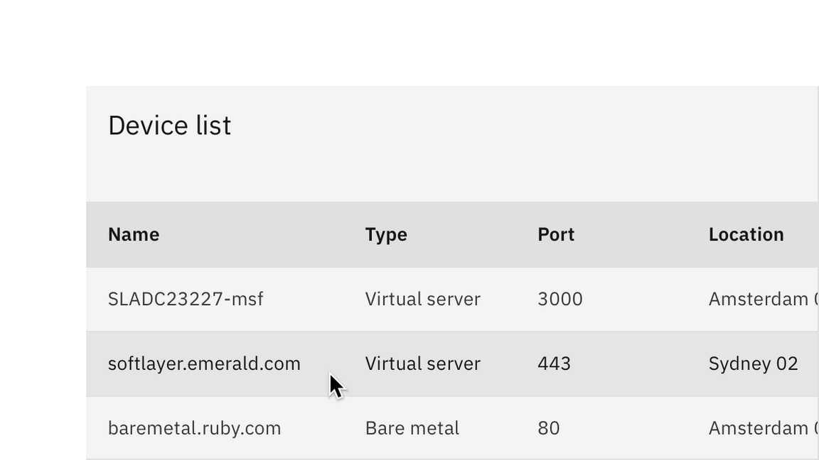 data table row hover